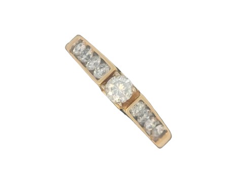 American High Set Diamond Solitaire Ring 14kt Gold Diamond Shoulders 0.50ct