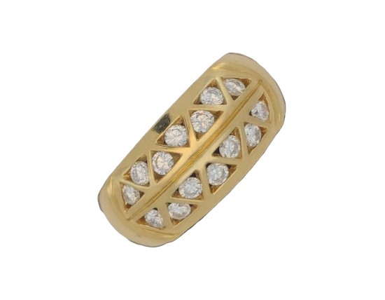 Beautiful Diamond Double Row Bombe Dress Ring 18ct Gold