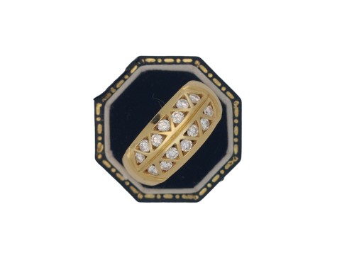 Beautiful Diamond Double Row Bombe Dress Ring 18ct Gold