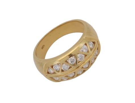 Beautiful Diamond Double Row Bombe Dress Ring 18ct Gold