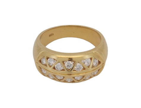 Beautiful Diamond Double Row Bombe Dress Ring 18ct Gold