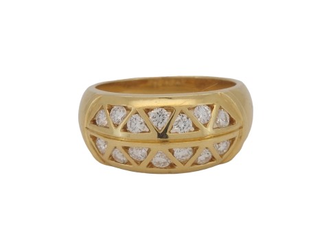 Beautiful Diamond Double Row Bombe Dress Ring 18ct Gold