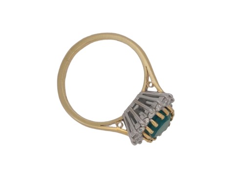 Pear Cut Emerald & Diamond Cluster Ring 18ct Yellow Gold 1.65ct