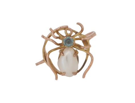 VIctorian Antique Pearl Set Spider Dress Ring 9ct Rose Gold