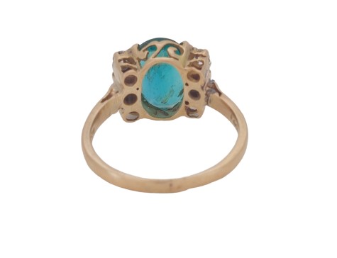 Vintage Oval Cut Emerald & Diamond Dress Cluster Ring 18ct Yellow Gold 2.25ct