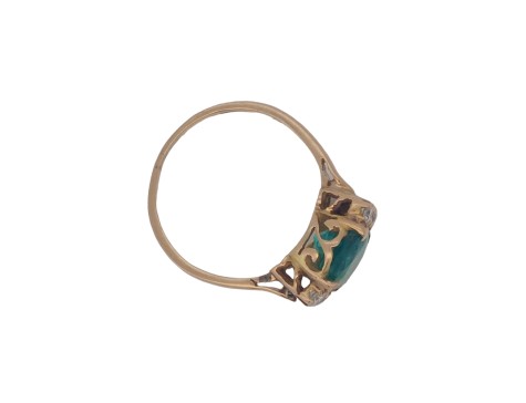 Vintage Oval Cut Emerald & Diamond Dress Cluster Ring 18ct Yellow Gold 2.25ct