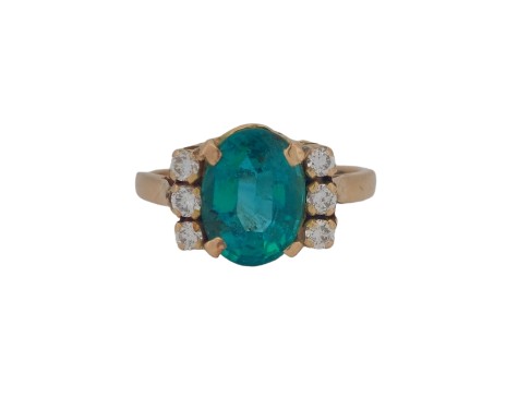 Vintage Oval Cut Emerald & Diamond Dress Cluster Ring 18ct Yellow Gold 2.25ct