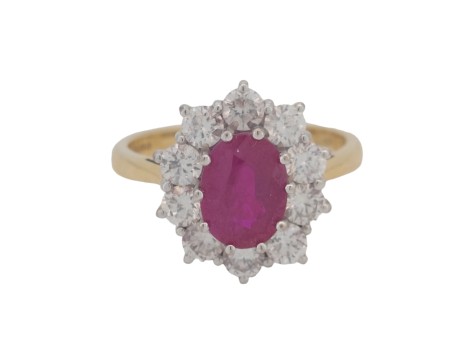 Fine Quality Ruby & Diamond Cluster Ring 1.00ct F-G Colour Vs- si Clarity