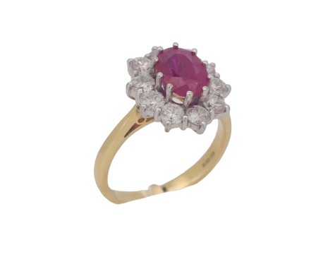 Fine Quality Ruby & Diamond Cluster Ring 1.00ct F-G Colour Vs- si Clarity 
