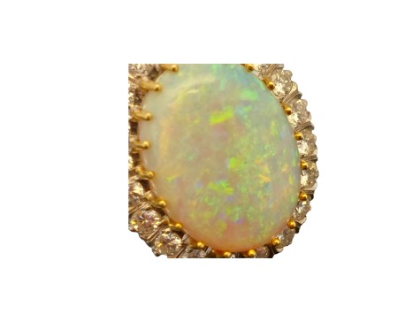 Exceptional Large Opal & Diamond Cluster Statement Dress Ring 18ct Yellow Gold 2.00ct 