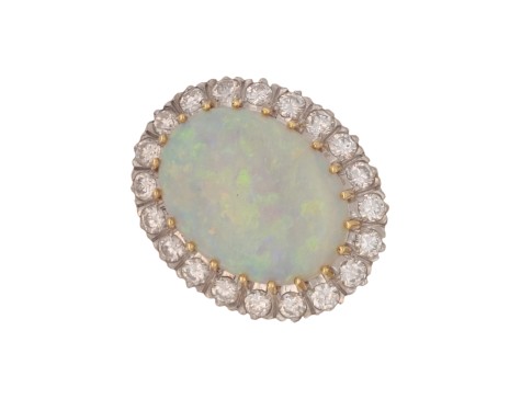 Exceptional Large Opal & Diamond Cluster Statement Dress Ring 18ct Yellow Gold 2.00ct 