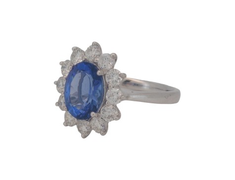 Tanzanite & Diamond Cluster Ring Platinum 1.25ct Diamond 2.75ct Tanzanite AAAA