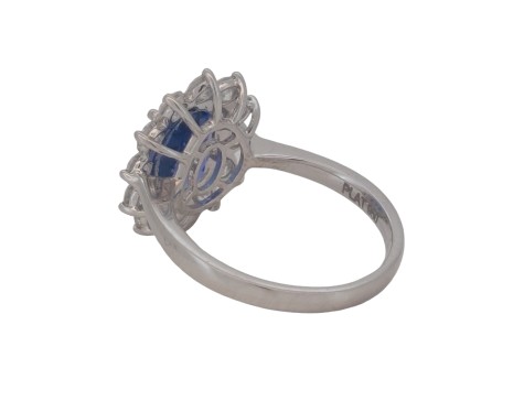 Tanzanite & Diamond Cluster Ring Platinum 1.25ct Diamond 2.75ct Tanzanite AAAA