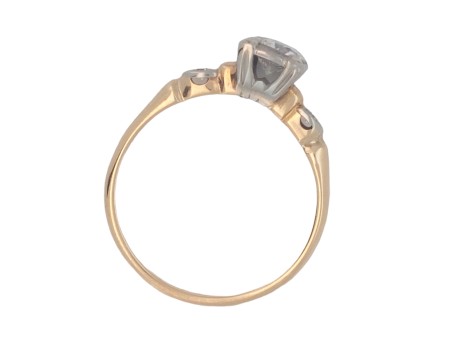American 1940's Diamond Solitaire Ring 14kt Gold & Palladium 0.65ct
