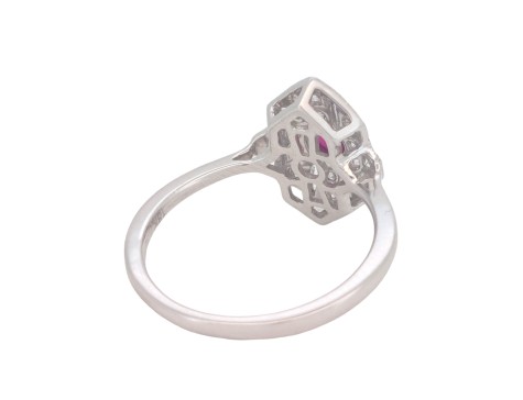 Art Deco Style Ruby & Diamond Dress Ring 18ct White Gold