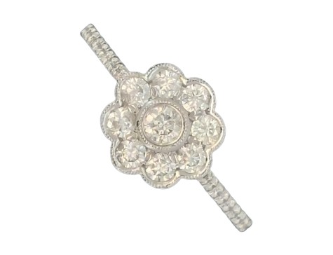 Diamond Daisy Cluster Ring Milgrain Setting 0.50ct 18ct White Gold