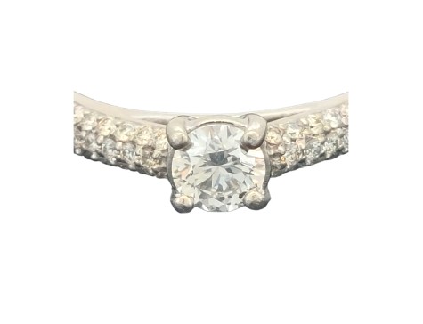 Diamond Solitaire Ring Pave Shoulders Platinum 0.75ct F Colour Si Clarity Certified 
