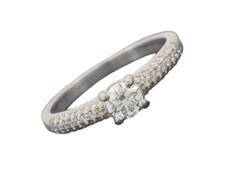 Diamond Solitaire Ring Pave Shoulders Platinum 0.75ct F Colour Si Clarity Certified 