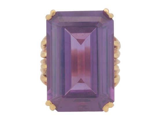 Superb Quality Vintage 18ct Gold Synthetic Colour Change Corundum Alexandrite Dress Cocktail  Ring