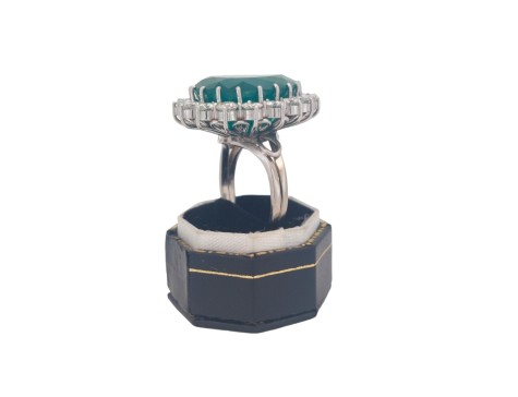 Emerald & Diamond Vintage Cocktail Dress Cluster Ring 20.94ct 18ct White Gold Pear cut