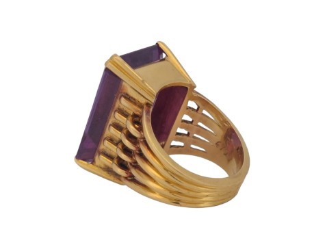 Superb Quality Vintage 18ct Gold Synthetic Colour Change Corundum Alexandrite Dress Cocktail  Ring