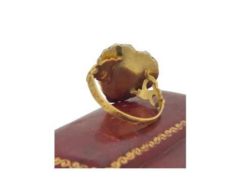 Georgian Syle Garnet & Diamond Heart Dress Ring 18ct Gold 