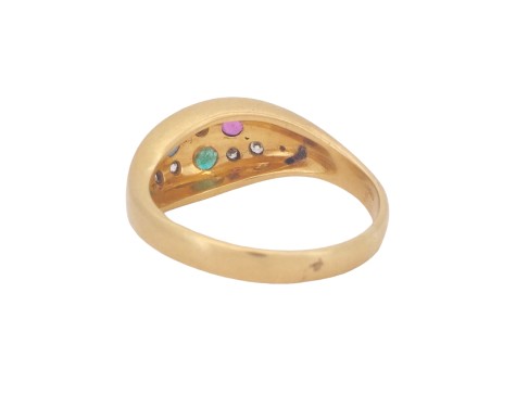 Italian Multi Gem Scatter Dress Ring 18ct Gold Ruby Diamond Sapphire Emerald 