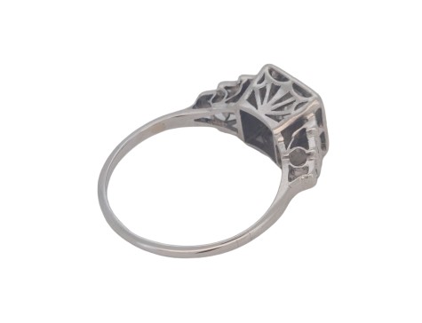 Art Deco Period 1920's Platinum Diamond Solitaire Ring Stepped Shoulders 1.00ct