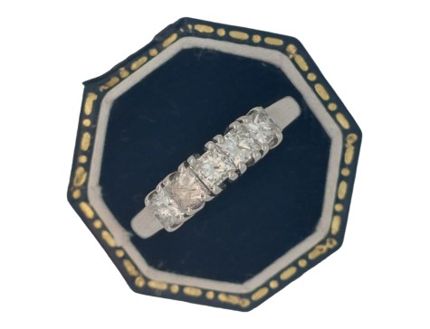 Platinum Princess Cut Diamond Eternity Band Five Stone Ring 1.00ct 