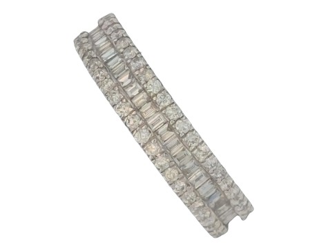 Brilliant & Baguette Cut Diamond Bridge Eternity Band Ring 9ct White Gold 1ct 