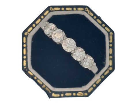 Diamond Curved Five Stone Eternity Ring 1ct Brilliant Cut Platinum 