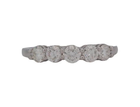 Diamond Curved Five Stone Eternity Ring 1ct Brilliant Cut Platinum 