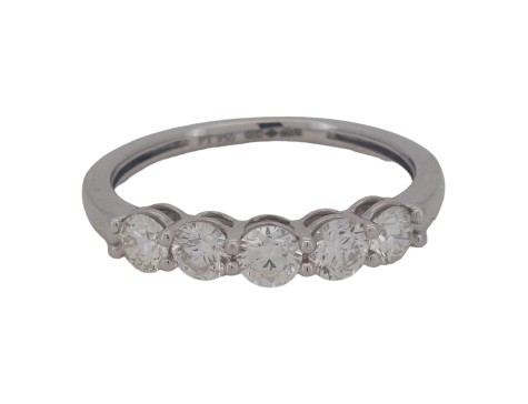 Diamond Curved Five Stone Eternity Ring 1ct Brilliant Cut Platinum 