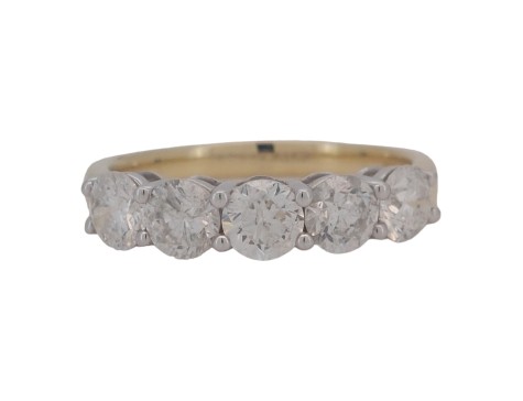 Diamond Five Stone Claw Set Eternity Ring 18ct Gold 1.58ct