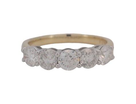 Diamond Five Stone Claw Set Eternity Ring 18ct Gold 1.58ct