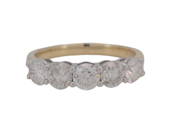 Diamond Five Stone Claw Set Eternity Ring 18ct Gold 1.58ct