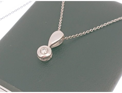 14kt Canadian White Gold Diamond Bezel Set Pendant and Chain