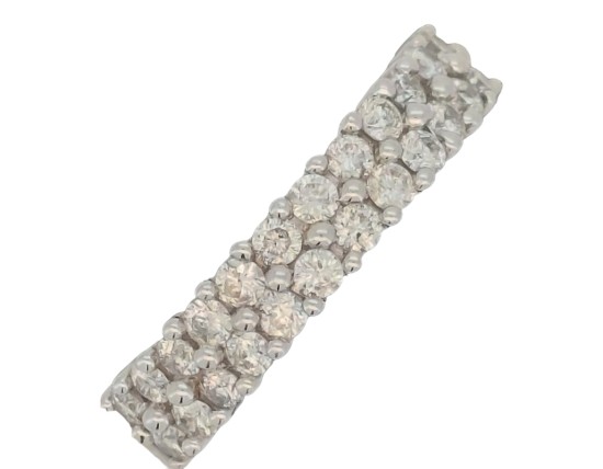 Double Row Diamond Band Eternity Ring 14kt White Gold 1.00ct