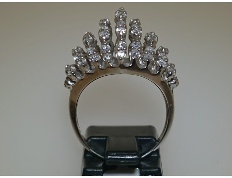 14kt White Gold Vintage Tiered Diamond Cocktail Ring
