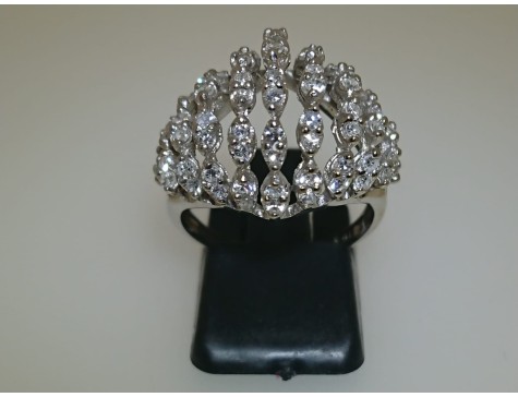 14kt White Gold Vintage Tiered Diamond Cocktail Ring