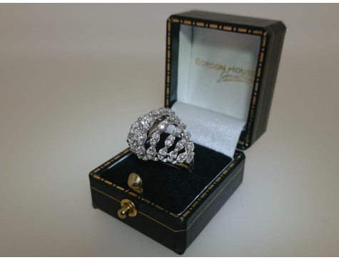14kt White Gold Vintage Tiered Diamond Cocktail Ring