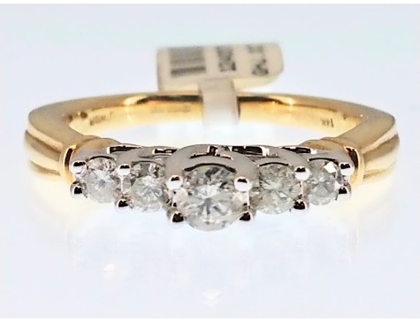 14KT Gold Diamond 0.5ct 5 Stone Ring
