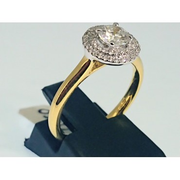 18ct Gold 0.62ct Diamond Solitaire Double Halo Ring 