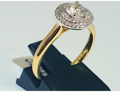 18ct Gold 0.62ct Diamond Solitaire Double Halo Ring 