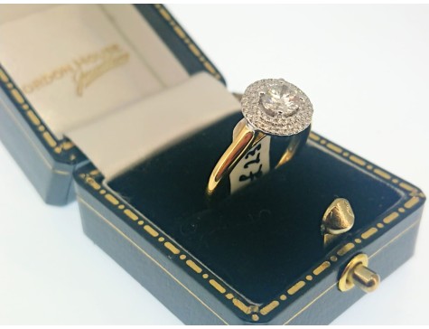 18ct Gold 0.62ct Diamond Solitaire Double Halo Ring 